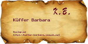 Küffer Barbara névjegykártya